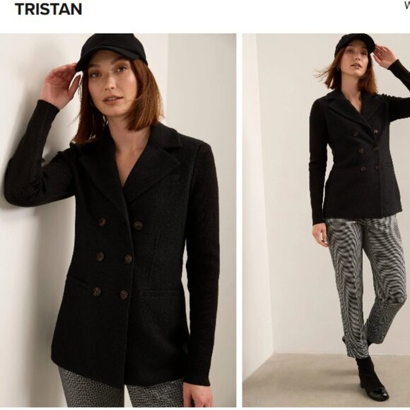 Tristan & Iseut - Black Double Breasted Short Blazer - 8 - Picture 1 of 7